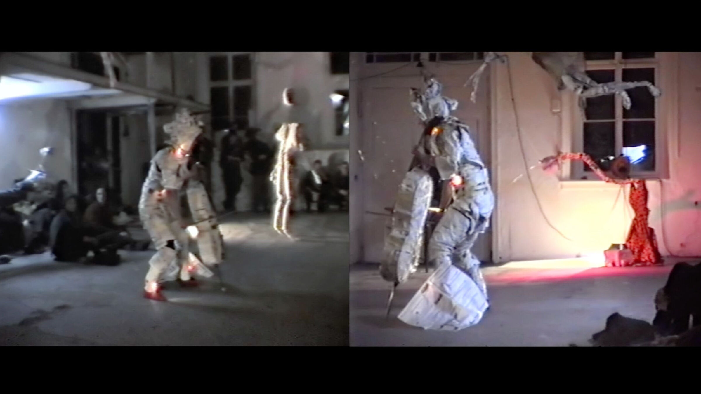 Mo Diener, Damenball, 1989, Performance mit Cello, Videostill © Mo Diener Mo Diener, Damenball, 1989, Performance mit Cello, Videostill © Mo Diener